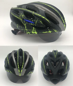 FASTERWAY zils zaļš krāsa MTB un ceļu velosipēds 3 Objektīva Ultravieglajiem Vīriešiem, Sievietēm, izmantot lieti Integrāli EPS Velosipēdu daļām, velosipēds ķivere