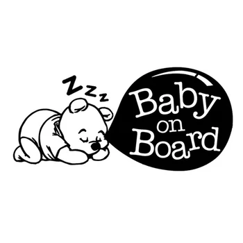 Funny BABY ON BOARD Cute Karikatūra Auto Uzlīmes Ūdensizturīgs Sauļošanās Bufera Vējstikla Boot Uzlīmes PVC 17.8 cm X 8.4 cm