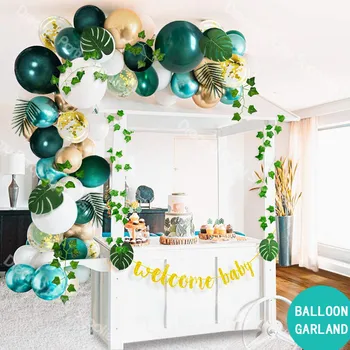 Gaisa balonu Arku Komplekts 58pcs Savvaļas Vienu Bērnu Dušas Ballon 10inch Zaļo Zeltu Happy Birthday Gadadienu Puse Rotājumi Bērniem, Zēni