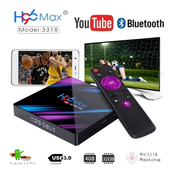 H96 MAX 10.0 Smart TV Kastē Rockchip RK3318 4GB RAM atmiņa, 64GB ROM H. 265 4K HDR 2.4 G&5G, Wifi, Bluetooth 4.0 Android TV Box H96MAX 2GB16GB