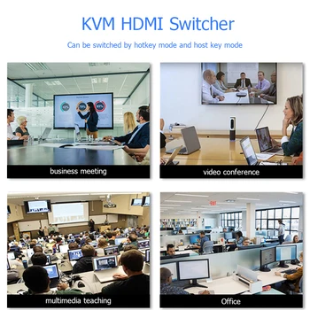 HDMI KVM Slēdzis 2 Ports, 4K USB KVM Slēdzis HDMI Komutatoru par Koplietošanas Printeri Klaviatūras Peles TV KVM Spliiter Ieslēdziet HDMI