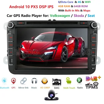 HIZPO Android10.0 Octa Core Auto DVD Atskaņotājs, Radio V W passat b6 b5 cc skoda octavia 2 Polo, Golf 5 superb J etta T5 OBD Kamera