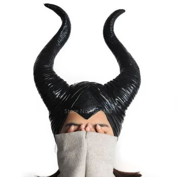 Halloween Cosplay Kostīms Filmā Maleficent:Saimniece Ļaunuma Karnevāla Puse Karaliene Sexy melnbaltu Jumpsuit Ragana Galvassegas Maska