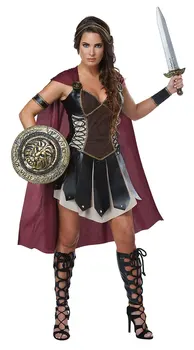 Halloween Dāmas Xena Gladiator Warrior Princess Grieķu Romiešu Centurian Spartas Masku Kostīmu & Cape