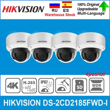 Hikvision Sākotnējais IP Kameras DS-2CD2185FWD-es 8MP Tīkla Dome POE IP Kameras H. 265 CCTV Kameras SD Kartes Slotā IK10 IP67 4gab/daudz
