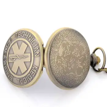 IBEINA Bronzas Antīko EMT Vintage Kulons Kabatas pulkstenis Kvarca Kaklarota Ķēdes Dāvanu Retro
