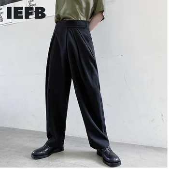 IEFB /vīriešu apģērbi regulējams Ielīmēts Augsta Vidukļa Plaša Kāju bikses vīriešu koren tren modes cēloņu bikses 2021. gada pavasarī jaunu 9Y1606