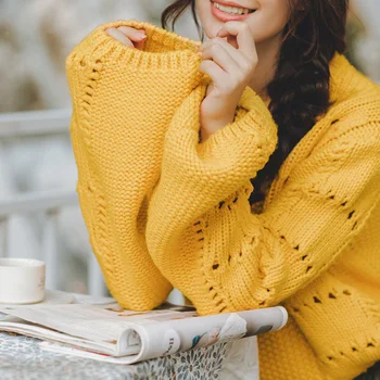 INMAN Pavasara Rudens džemperi dobi no laternu piedurknēm biezu līniju džemperis sievietēm