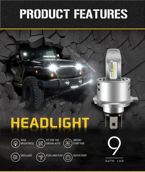 Ideāls Gaismas Formas Auto Auto Vehicule Ampoule H4 Hi/Lo Bezvadu 9S LED Lukturu Conversion Kit 6500K LumiledsLuxeon ZES Mikroshēmas