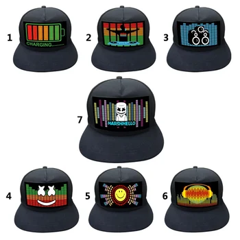 Iedegties Skaņas Aktivizēta Beisbola cepure DJ LED Flashing Cepure Ar Noņemamu Ekrānu, Cepures Feme
