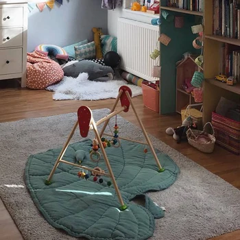 Ins 110cm Lapu Formas Baby Toddler Mīkstu Kokvilnas Lien Paklāju Kids Play Mat Rotaļlieta Spēle Paklājiņš Zīdaiņu Grīdas Paklājs Guļamistaba Dekorēšana