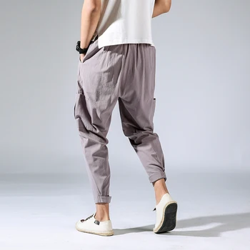Ir 2021. Harajuku Harēma Bikses Vīriešu Kokvilnas Veļa Gadījuma Bikses Vīriešu Vintage Hip Hop Streetwear Jogger Bikses Bikses Plus Lieluma 5XL