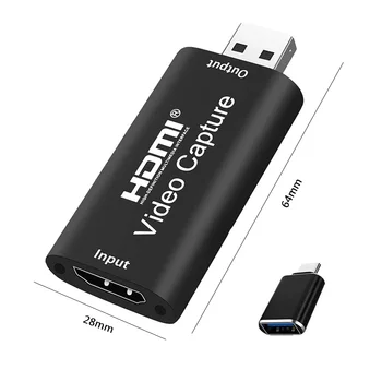 JAUNU Pārnēsājamu USB 2.0, HDMI capture Karti Mini Video Ierakstīšanu, Kastē ar USB 3.1 OTG Adapteri, Spēļu DVD Live Streaming Raidījums