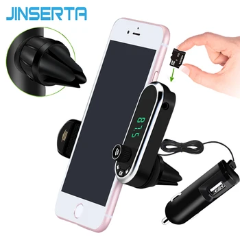 JINSERTA Hands Free Bluetooth Bezvadu FM Raidītājs TF AUX Modulators ar Automašīnas Komplektu, MP3 Atskaņotājs, Gaisa ventilācijas Turētāja Stends, Auto Telefona Turētājs