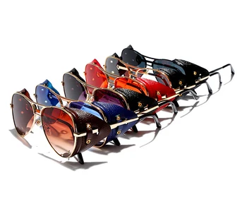 JackJad 2020. Gadam, Modes Vintage SteamPunk Izmēģinājuma Stila Saulesbrilles Ādas Sānu Vairogs Zīmola Dizaina Saules Brilles Oculos De Sol 2029