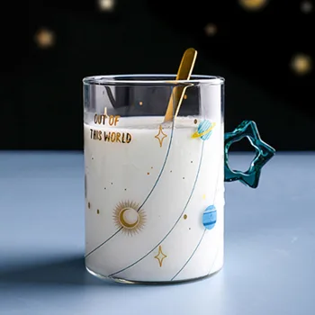 Jauns 400 ml/480mL/700mL Stikla Karikatūra, Kosmosa Tējas Tase Tējkanna ar Filtru Aukstā Ūdens Tējkanna karstumizturīgs Piena Krūze Dāvana Bērniem
