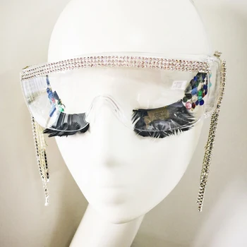 Jaunu Kristālu Pušķi Rock SteamPunk Saulesbrilles, Aizsargbrilles Atdzist Modes Skatuves, Bārs Puse Saules Brilles