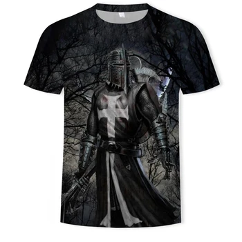 Jaunu kara modeli 3D drukāšanas modes T-krekls vīriešu hip-hop iela Templiešu apģērba modelis zaudēt vīriešu apaļu kakla T-krekls