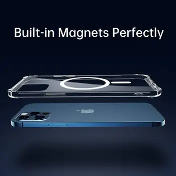 Jaunākās kristāldzidru Bezvadu Lādētāju Magnētisko Gadījumā Magsafing Tālruņa Vāciņš iPhone 12 Mini Pro, Max 12Pro