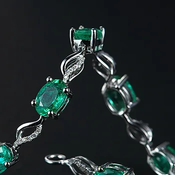 JoiasHome 925 Sterling Sudraba Aproce Caibao Sērijas Radošo Emerald Ovāls Pērlīšu Aproce Valentīna Diena Dāvanu Vairumtirdzniecība