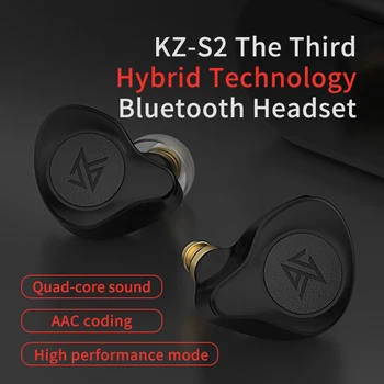 KZ S2 TWS Wireless Touch Kontroli, Bluetooth 5.0 AAC Atbalsts Austiņas Hibrīda Tehnoloģiju, Sporta Veida Kustības Austiņas hifi Austiņas