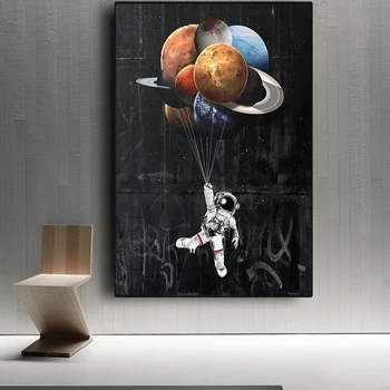Kanvas Glezna Astronauts Kosmosa Sapņo Zvaigznes Ierobežot Sienas, Attēlus, Dzīvojamā Istaba Plakāti un Izdrukas Mājas Dekoru Plakāti un Izdrukas