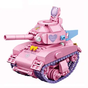Karstā lepining militāro ww2 VĀCIJĀ pink M4 Sherman vidējais Tanks transportlīdzekļa mini mikro dimanta bloki modelis ķieģeļu rotaļlietas bērnu dāvanu