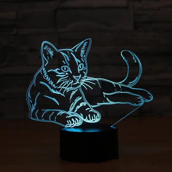 Kaķis 3D Nakts Gaisma Dzīvnieku Mainīgs Garastāvoklis Lampas LED 7 Krāsas, USB 3D Ilūziju, Galda Lampa, Mājas Dekoratīvā Kā Bērni Rotaļlietu Dāvanu