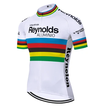 Klasiskās komanda Reynolds retro velosipēdu jersey elpojošs vasaras quick dry elpojošs velosipēdu džersija ar īsām piedurknēm maillot velo homme