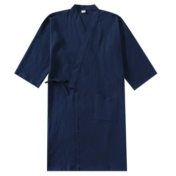 Kokvilnas Peldmētelis Japāņu Stila Kimono Vīriešu Naktskrekls Marli Drēbes Zaudēt Plus Lieluma Yukata Sviedri Tvaicējot Sleepwear Халат