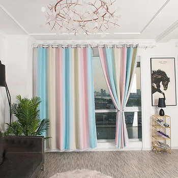 Krāsains Varavīksnes Skaisti Logā Aizkaru Dzīvojamā Istaba 3D Zils Rozā Poliestera Logu Ārstēšanu Elegants Guļamistabas Draps