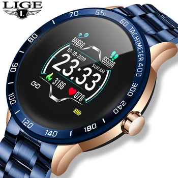 LIGE Tērauda Band Smart Skatīties Vīrieši sirdsdarbība, Asins Spiediena Monitoru, Sporta Daudzfunkciju Režīmu, Fitnesa Tracker Ūdensizturīgs Smartwatch