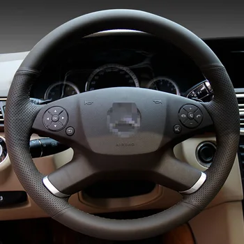 LUNDA Melns Ādas Automašīnas Stūres Rats Segumu Mercedes Benz E-Klase W212 E 260 200 300 2009. - 2013. gadam īpašu roku šūtas