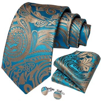 Luksusa Krīklis Zilā Paisley Vīriešiem Sasiet Zīda Žakarda Audumi 8cm Formālas Biznesa Kāzu Zeķubikses Lakatiņu Cuffinks Gredzenu komplektu DiBanGu