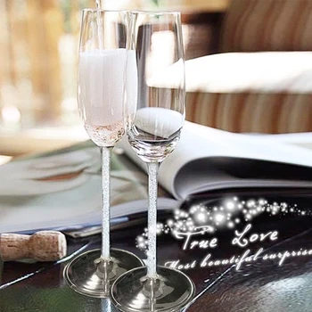 Luksusa Vīna Glāzes 2gab/Set šampanieša Flautas Brilles Svinu Stikla ar Rhinestones goblet Partiju Drinkware Kāzu Dāvanu