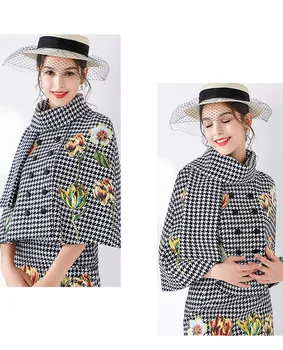 MIUXIMAO 2019. gada Rudenī Uzvalku Komplekti 2 Gabals Modes Pilnu Piedurknēm Ziedu Izšuvumi Slim Žakete + Svārki Ziemas Tērps Sievietēm Vestidos