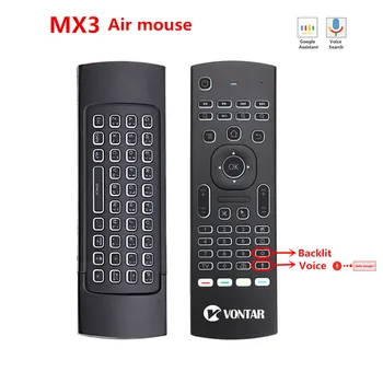 MX3 Backlit Gaisa Peli Smart Balss Tālvadības MX3 Pro 2.4 G bezvadu tastatūras Žiroskopu IS Android TV Box T9 X96 mini max H96