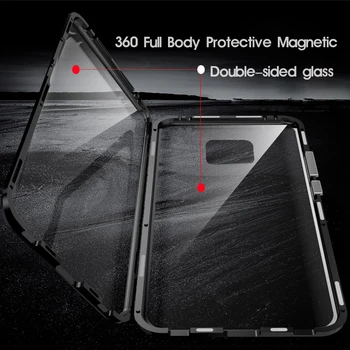 Magnētiskā 360 Pilna Gadījumā Huawei Mate 20 Pro P30 Mate20 Metāla Korpusa Priekšējā Atpakaļ, Rūdīta Stikla Vāks Huawei Mate 20 Pro Gadījumos