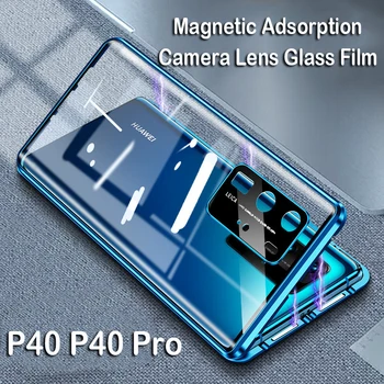 Magnētiskā Tālruni Gadījumā, Huawei P40 Pro Mate 20X 5G Mate 30 Objektīvs Stikla Vāks Metāla Buferi Godu 30S, Ņemiet vērā, 10 9X V30 Gadījumā