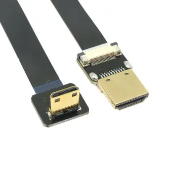 Mini HDMI 90 Grādu uz Leju, Leņķveida FPV Vīriešu HDMI Vīriešu ražošanas procesu kontroles Plakano Kabeli, lai Multicopter Aerial Photography