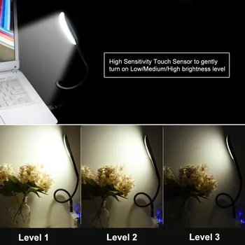 Mini Portatīvo Klēpjdatoru USB LED Gaismas Pieskārienu Sensoru Regulējamas Galda, Rakstāmgalda Lampas Jauda Banka Kempings PC Klēpjdatoriem Grāmata Nakts Apgaismojums