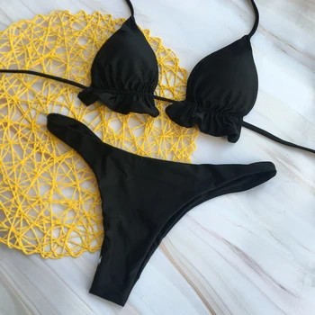 Mini strappy sandales lēti augsta vidukļa bikini mujer feminino 2018sexy bikini brazilian pieticīgs peldkostīmi meitenēm dzeltena pludmali, valkāt