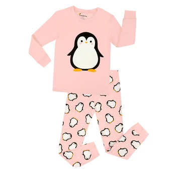 Modes Atbilstošas Meitenes un Lelles Pingvīnu Ziemassvētku Pidžamas Bērniem Kokvilnas Sleepwear 18
