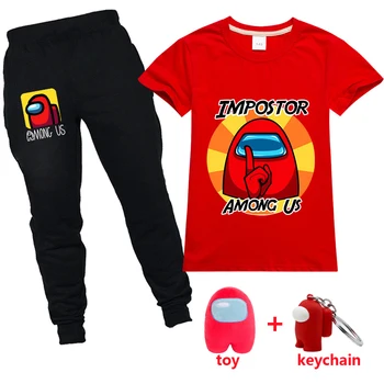 Modes Starp Mums T-krekls Bērniem Kostīms, Zēnu, Meiteņu Kokvilnas T-krekls Topi, Bikses Džemperi Tracksuit Komplekti, Starp Mums Drēbes