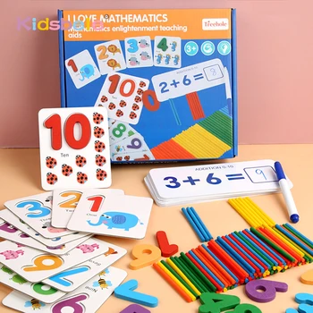 Montessori Rotaļlietas Bērniem Matemātikas Bērnu Agrīnās Izglītības Rotaļlietas, Skaitot Koka Uzlīmes Bērniem Numuru Izziņas Dzimšanas Dienas Dāvana