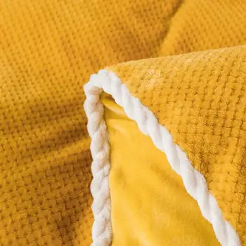 Mājas Tekstils Ziemas Flaneļa Sega Vāku Soft Tārps Dzeltena Coral Fleece Mierinātājs Segtu 1gb Sabiezējums Silta Sega, Gultas Vāciņu