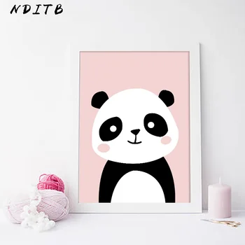 NDITB Bērnu Pirmsskolas Sienas Mākslas Audekls Gleznošanai Dzīvnieku Panda Trušu Plakātu un Izdrukas Ziemeļvalstu Bērniem Apdare Attēlu Guļamistaba Dekori