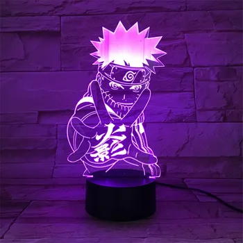 Naruto Statuetes Anime Uzumaki Naruto 3D LED Gaismas USB LED Nakts Lampa Jaunums Gaismas Mutilcolor Bērniem, Galda Lampa, Mājas Dekoru