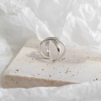 Nekustamā 925 sterling sudraba gredzenos sievietēm plaša krusts Moderns smalkas Rotaslietas Liels un Regulējams Antikvariāts Gredzeni Anillos
