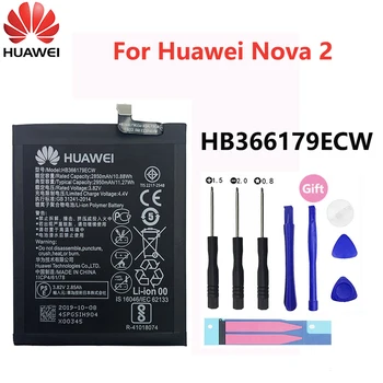 Oriģināls Hua Wei Rezerves Akumulatoru Huawei Nova 2 caz pirms-TL00 caz pirms-AL10 Nova2 HB366179ECW Patiesu Tālruņa Akumulatora 2950mAh
